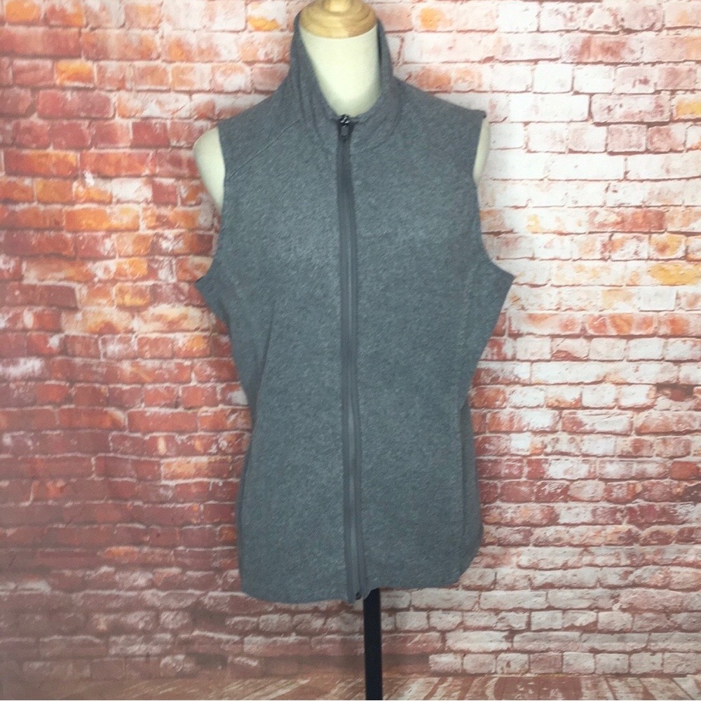 Lands End Gray Fleece Zip up Vest